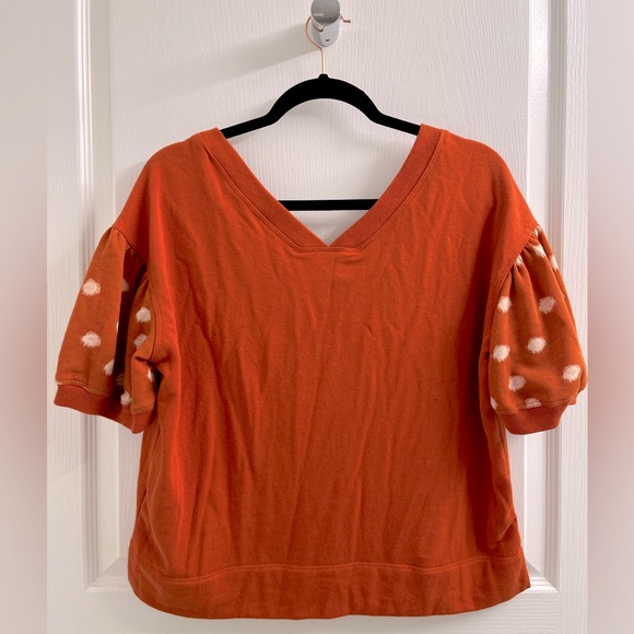 NWT Daily Practice by Anthropologie Puff Sleeve Polka Dot Sweatshirt Top Size S - Picture 7 of 8